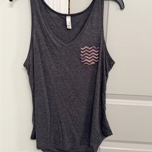 Trendy Boutique Charcoal Tank with Chevron Accent